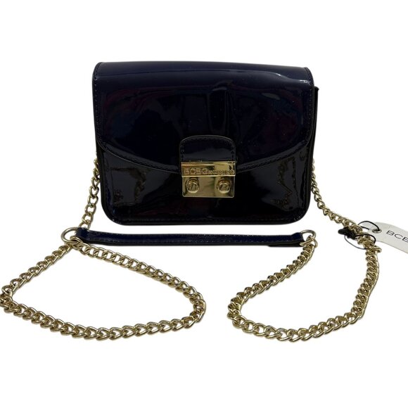 BCBG Generation - Milly Navy Blue Crossbody Bag Purse- Vegan Patent Leather - NW - Picture 1 of 9